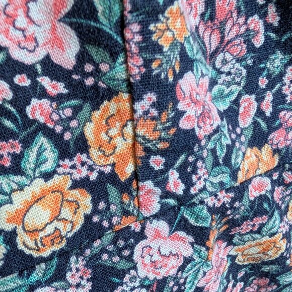 Old Navy Linen Blend Floral Cami Dress Ruffle Hem Smocked back Size Large - Picture 5 of 10